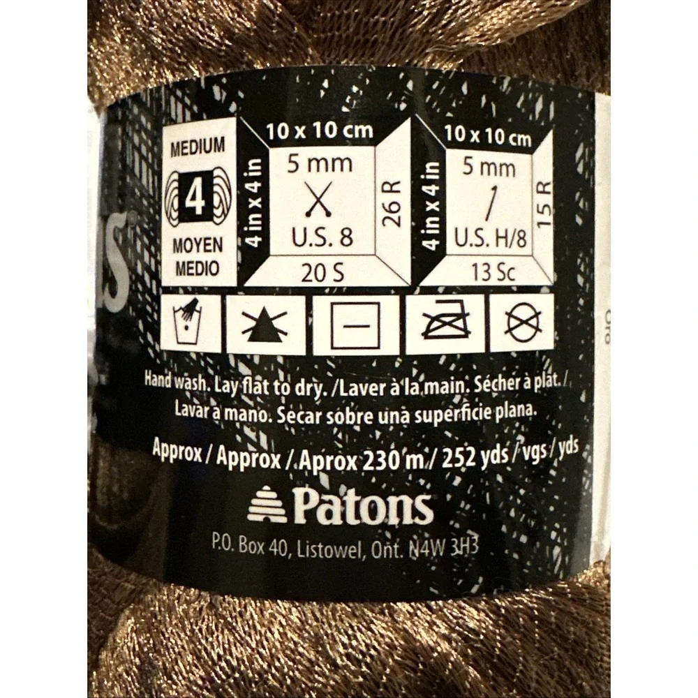 Patons Metallic‎ Yarn GOLD #95609 3oz 85gr LOT 2 Skeins Gorgeous